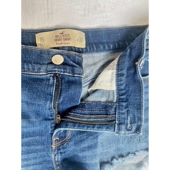 Hollister Short-Short High Rise Sz 15 w32 Beach Vibes Malibu West Co Embroidered - Picture 5 of 10